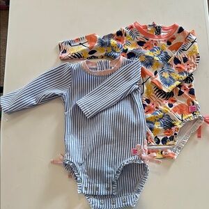 Floral and Striped Kids One Piece Swimsuits